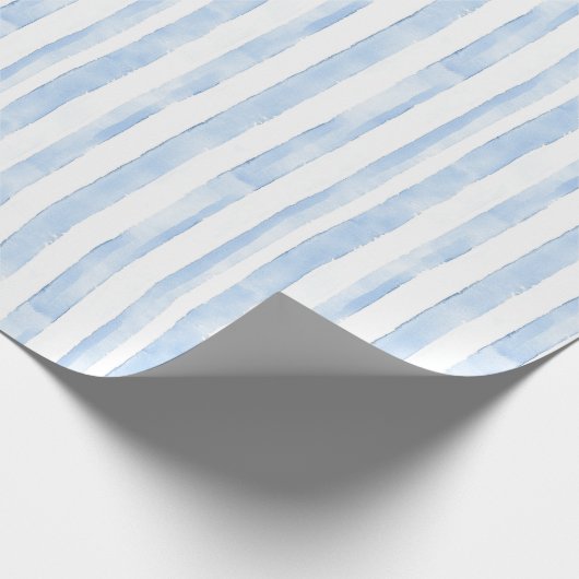 Mooi blauw witte geruite strepen bruidsdouche cadeaupapier (Hoek)