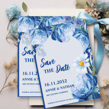 Mooi Blauwe Bloemen Trend Trouw Save the Date
