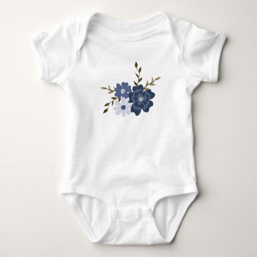 Mooi Blauwe Bloemen Wingerdranken Botanisch Romper (Voorkant)
