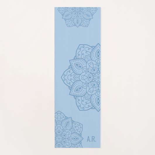 Mooi Blauwe Decoratie Moderne Mandala En Initialen Yogamat (Voorkant)