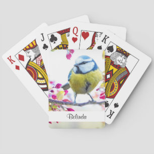 Mooi blauwe en gele vogel op een tak foto pokerkaarten