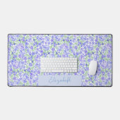 Mooi blauwe en groene bloemige bureaumat met eigen (Keyboard & Muis)