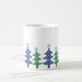 Mooi blauwe en groene kerstbomen koffiemok (Center)