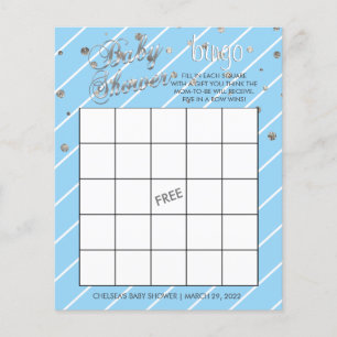 Mooi blauwe en zilveren baby shower - Bingo Flyer