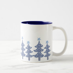 Mooi Blauwe Kerstbomen Tweekleurige Koffiemok