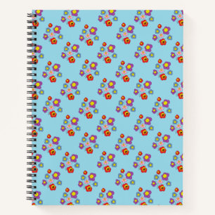 Mooi Blauwe Lieveheersbeestje en Bloemen Patroon Notitieboek