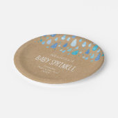 Mooi blauwe regendruppels Baby Sprinkle / Shower B Papieren Bordje (Gekanteld)