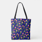 Mooi Blauwe Roos Patroon Monogram Tote Bag (Achterkant)