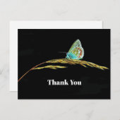 Mooi Blauwe Vlinder Gras Foto Bedankt Briefkaart (Voorkant / Achterkant)