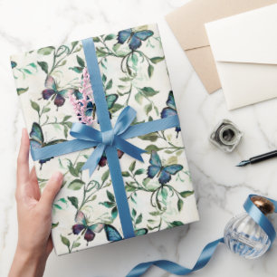 Mooi Blauwe Vlinders Bruidsfeest Cadeaupapier