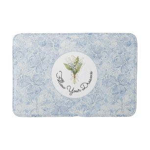 Mooi Blauwe Witte Bloemen Volg Je Dromen Badmat