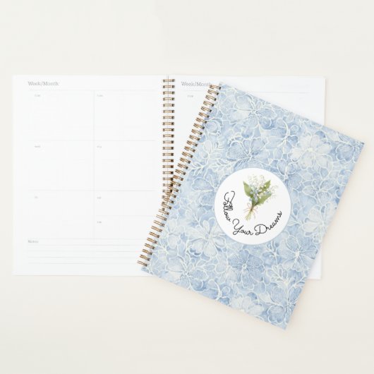 Mooi Blauwe Witte Bloemen Volg Je Dromen Planner (Display)