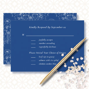 Mooi blauwe witte wilde bloem boho menu bruiloft R