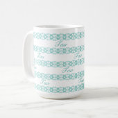 Mooi Blauwgroen Tao Geometric Patroon Koffiemok (Voorkant links)