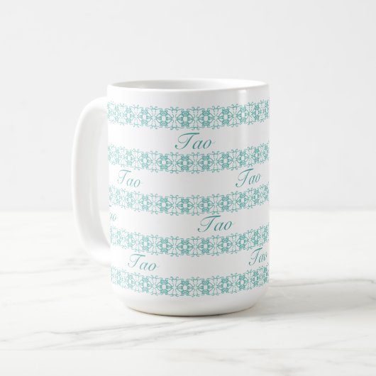 Mooi Blauwgroen Tao Geometric Patroon Koffiemok (Voorkant links)