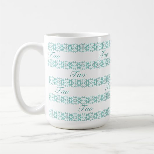 Mooi Blauwgroen Tao Geometric Patroon Koffiemok (Links)