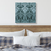 Mooi, blauwgroen zilver, art nouveau patroon, flor canvas afdruk (Insitu (Slaapkamer))