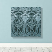 Mooi, blauwgroen zilver, art nouveau patroon, flor canvas afdruk (Insitu (Houten vloer))
