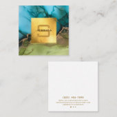 Mooi Blauwgroen zwart monogram voor Gold Vierkante Visitekaartje (Voorkant / Achterkant)