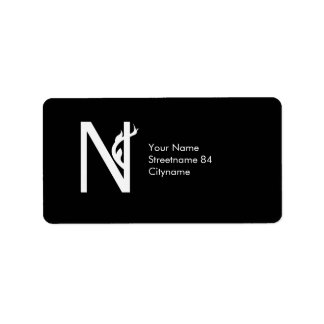 MOOI BLOEM MONOGRAM LETTER N ZWART ETIKET