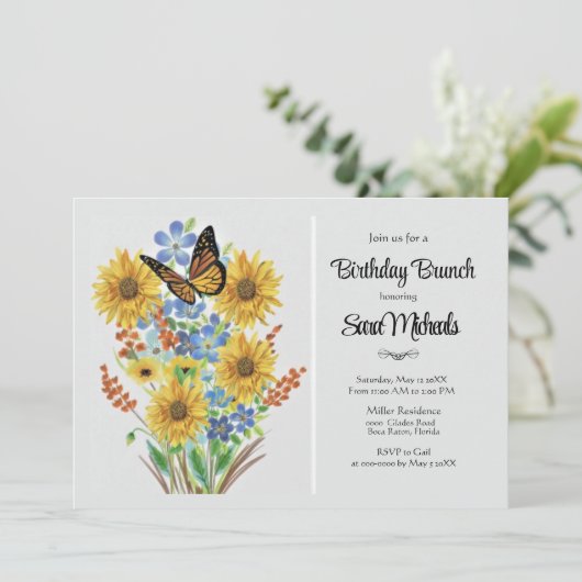 Mooi Bloemboeket Verjaardag Brunch  Kaart (Staand voorkant)