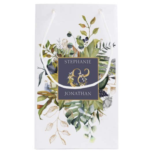 MOOI Bloemen Blauw & Groen w Ampersand Bruiloft Klein Cadeauzakje (Achterkant)