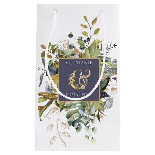 MOOI Bloemen Blauw & Groen w Ampersand Bruiloft Klein Cadeauzakje (Voorkant)