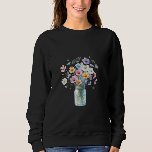 Mooi Bloemen Boeket in Glazen Potje Trui (Voorkant)