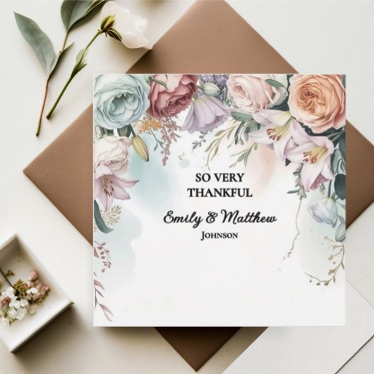 Mooi bloemenboeket dank u kaart