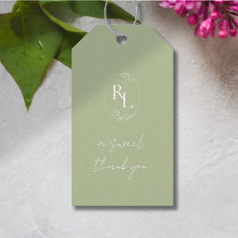 Mooi bloemend huwelijks koppel monogram dank je we cadeaulabel