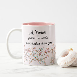 Mooi Bloementuin Leraar Trots Tweekleurige Koffiemok