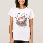Mooi Bloemenverpleegster Stethoscoop Inspirivity T T-shirt (Voorkant)