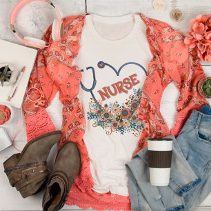 Mooi Bloemenverpleegster Stethoscoop Inspirivity T T-shirt