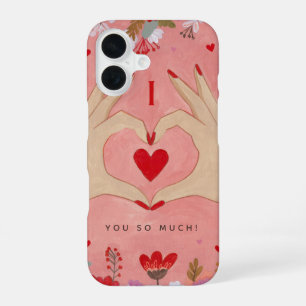 Mooi Bloemhart Roze Valentijn iPhone 16 Hoesje