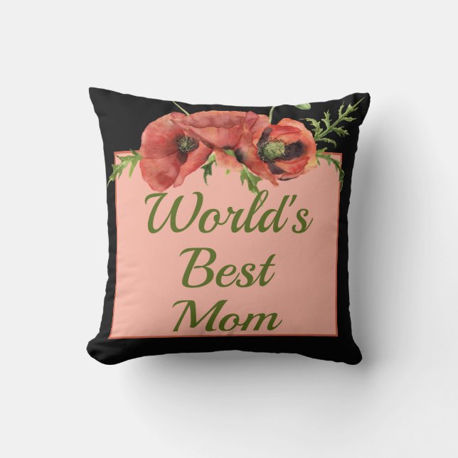 Mooi Bloemig Beste Moeder van de Wereld  Kussen (Voorkant)