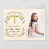 Mooi bloemig dankkaartje eerste communie met boter briefkaart (Voorkant)