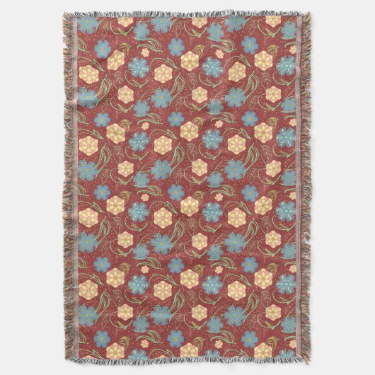 Mooi bloemig modern patroon - rood deken (Voorkant Verticaal)