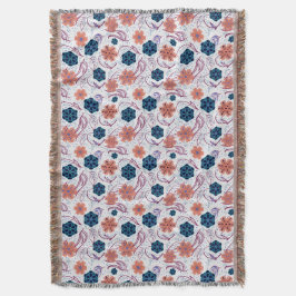 Mooi bloemig modern patroon - wit deken