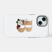 Mooi bloemig monogram B, iPhone 15 Case (Achterkant horizontaal)