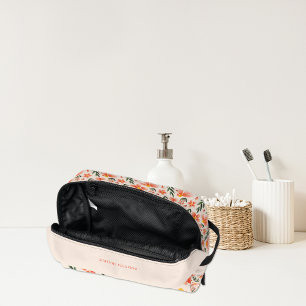 Mooi Bloemig Monogram   Roze & Perzik Toilettasje