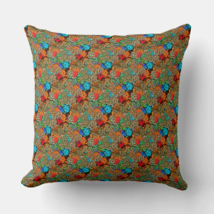 Mooi bloemig veelkleurig patroon rood blauw kussen