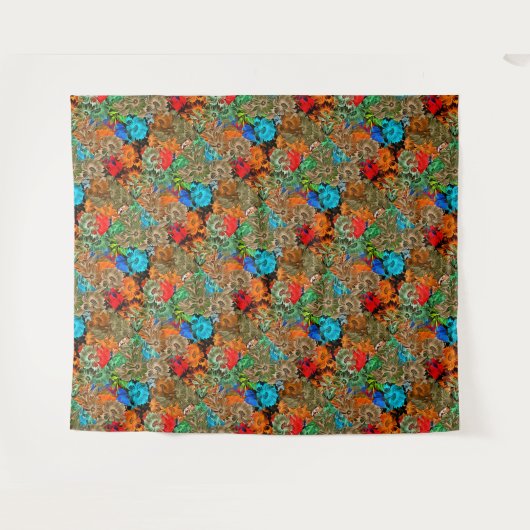 Mooi bloemig veelkleurig patroon rood blauw wandkleed (Voorkant (horizontaal))