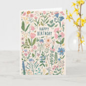 Mooi bloemig verjaardagsfeest kaart (Gele Bloem)