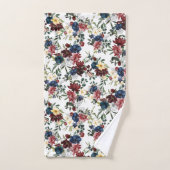 Mooi bloemmotief bloemen blauw rood geel bad handdoek (Handdoek)