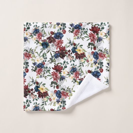 Mooi bloemmotief bloemen blauw rood geel bad handdoek (Wasdoekje)