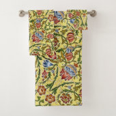 Mooi bloemmotief bloemen blauw rood geel bad handdoek (Insitu)