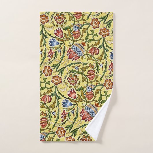 Mooi bloemmotief bloemen blauw rood geel bad handdoek (Handdoek)