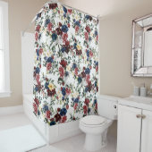 Mooi bloemmotief bloemen blauw rood geel douchegordijn (In situ)