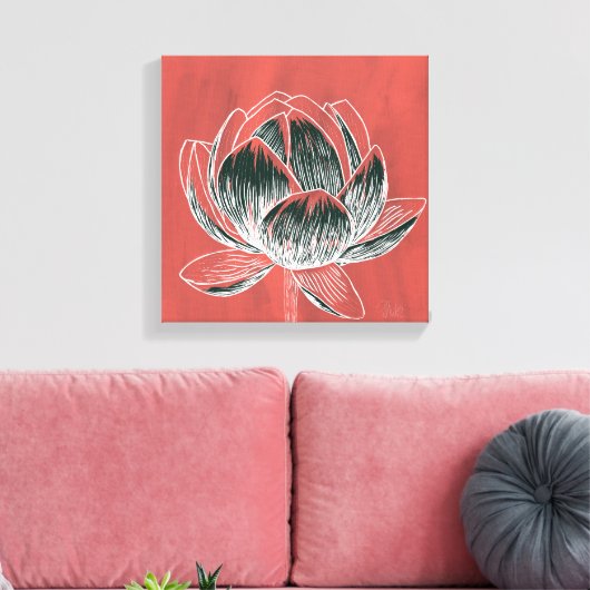 Mooi bloemontwerp Lotus No. 4 Canvas Afdruk (Insitu (Woonkamer))