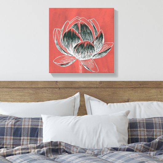Mooi bloemontwerp Lotus No. 4 Canvas Afdruk (Insitu (Slaapkamer))